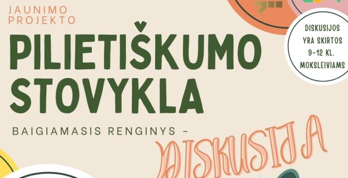 Kviečiame į jaunimo projekto „Pilietiškumo stovykla“ diskusiją!