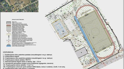 Rūdiškių gimnazijos teritorijoje pradėta miesto stadiono statyba