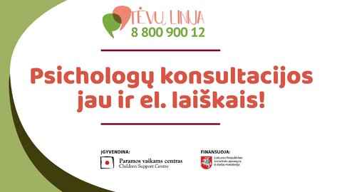 „Tėvų linijoje“ psichologų konsultacijos jau ir el. laiškais