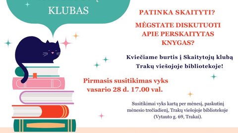 Kviečia Skaitytojų klubas Trakų viešojoje bibliotekoje 