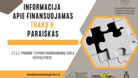 Skelbiame Trakų rajono savivaldybės finansuojamas paraiškas
