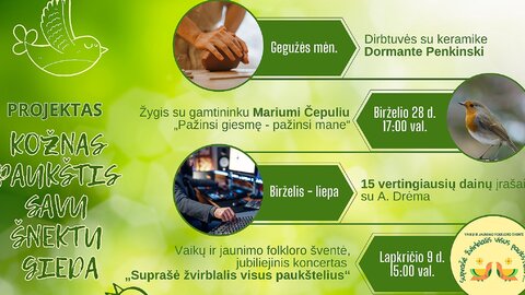 Rūdiškių kultūros centras dar kartą pristato projekto „Kožnas paukštis savu šnektu gieda“ veiklas