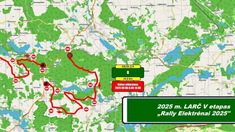 Rugsėjo 6 d. vyksiančių varžybų „Rally Elektrėnai 2025“ metu bus ribojamas eismas