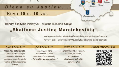 Kovo 10-ąją – skaitome Justiną Marcinkevičių
